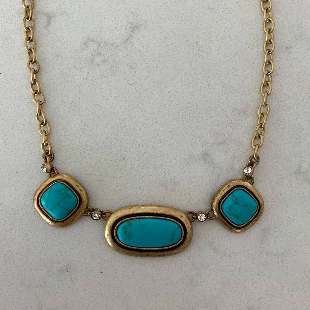 Lauren Ralph Lauren gold plated and turquoise pendant necklace.